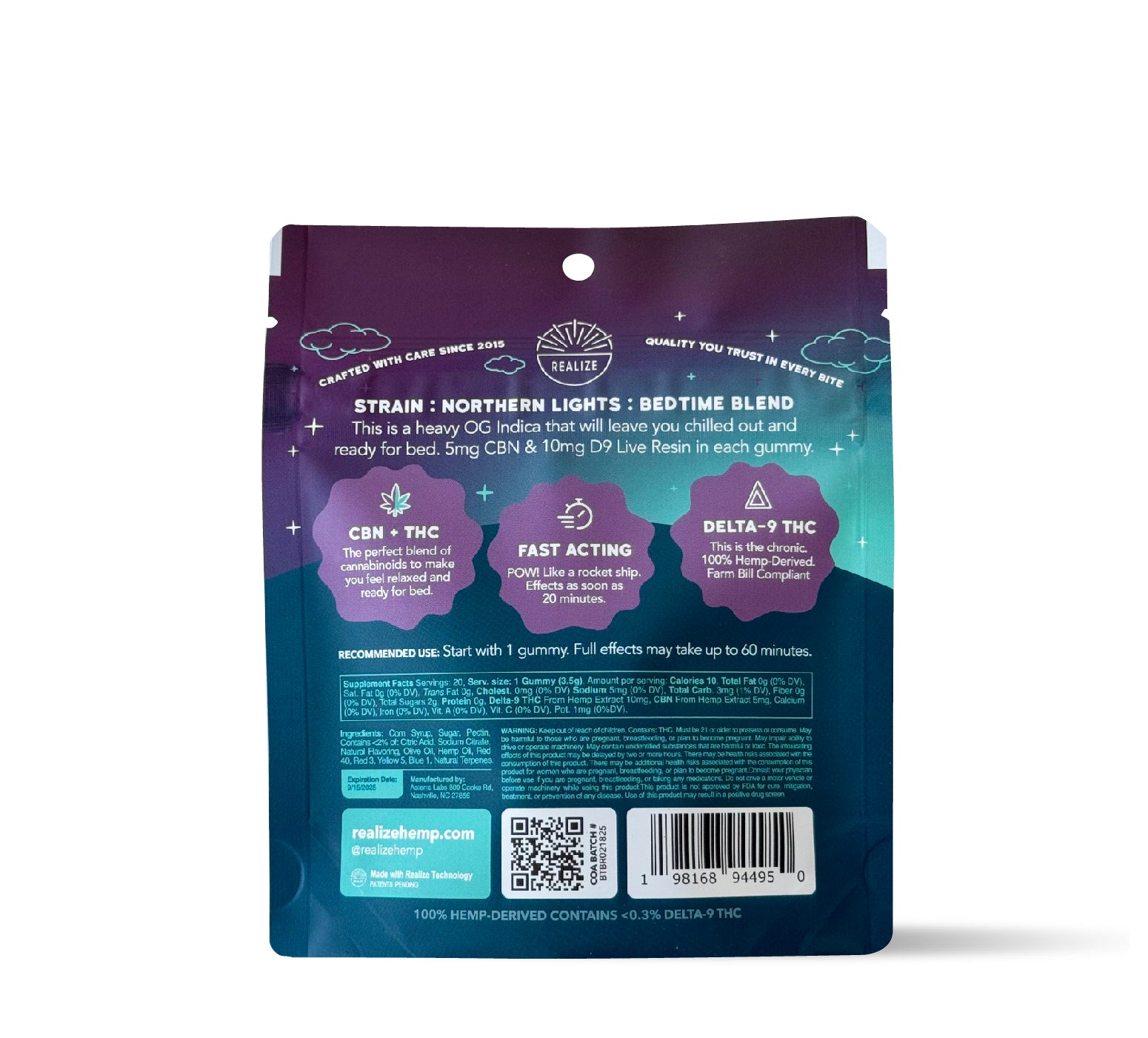 Wholesale - Realize Bedtime Gummies, Black Raspberry - Northern Lights + CBN