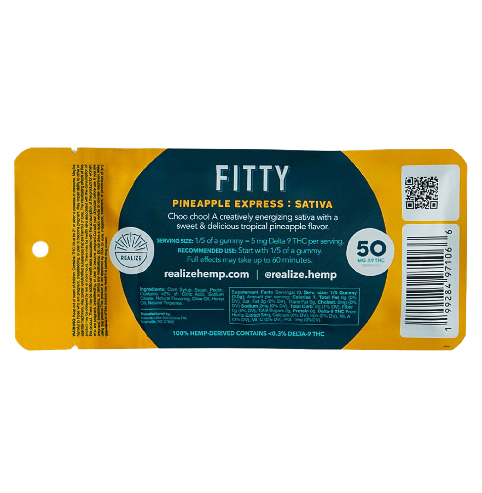 Realize DYE FREE FITTY Gummies, Pineapple - Pineapple Express