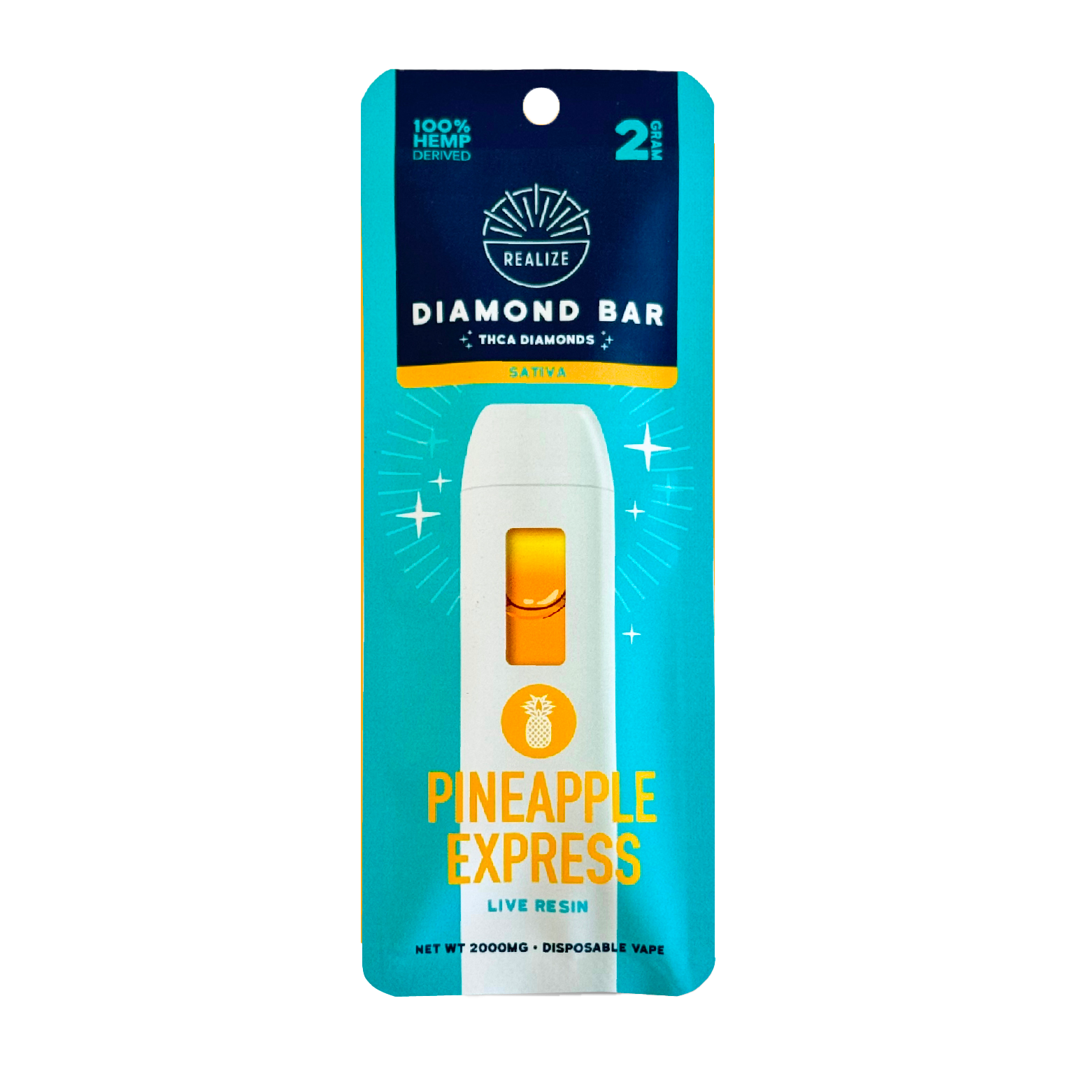 Realize THCA Diamond Bar, Pineapple Express - 2g Disposable Vape