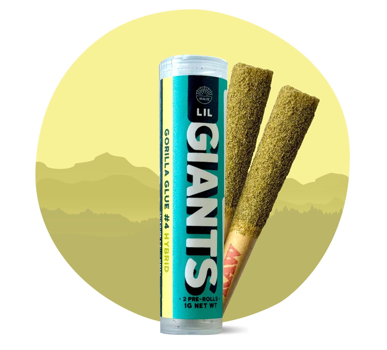 Realize Lil Giants Pre-Rolls, Gorilla Glue #4, 0.5g x 2